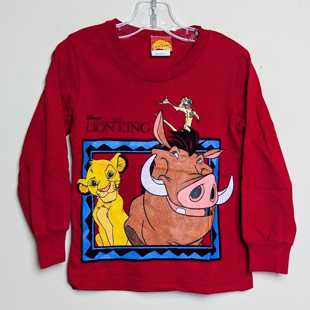 Vintage Lion King Pumbaa Timon Disney Movie Promo 90s Long Sleeve Shirt DS 4T